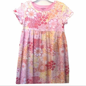 LANDS’ END EUC GIRLS FLORAL SUMMER BEACH CASUAL DRESSY PINK DRESSES DRES SIZE 5